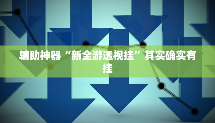 辅助神器“新全游透视挂”其实确实有挂
